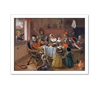 Artery8 Steen The Merry Family Children Celebrate Painting Artwork Framed Wall Art Print 18X24 Inch