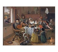 Artery8 Steen The Merry Family Children Celebrate Painting Unframed Wall Art Print Poster Home Decor Premium