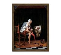 Artery8 Steen Woman At Her Toilet Bathing Cat Painting Artwork Framed Wall Art Print 18X24 Inch