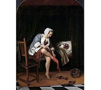 Artery8 Steen Woman At Her Toilet Bathing Cat Painting Unframed Wall Art Print Poster Home Decor Premium