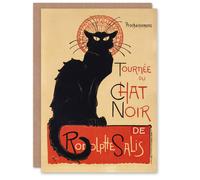 Artery8 Steinlen Art Card Black Cat Chat Noir Cabaret Vintage Advert in Orange Artery8 Orange