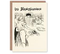 Artery8 Steinlen Art Card The Washerwomen Black White Illustration Artery8 White