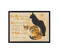 Artery8 Steinlen Exhibition Advert With Cats Framed Canvas Wall Art Print in Beige | Size: W12" x H16" Artery8 Beige W12" x H16"