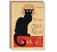 Artery8 Steinlen Personalised Art Card Black Cat Chat Noir Cabaret Vintage Advert Custom Greeting Card