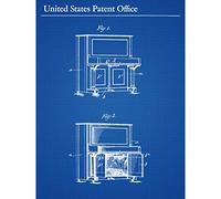 Artery8 Steinway Case Upright Piano 1907 Vintage Music Patent Premium Wall Art Canvas Print 18X24 Inch