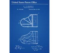 Artery8 Steinway Grand Piano-Forte 1878 Top Vintage Music Patent Large Wall Art Poster Print Thick Paper 18X24 Inch