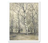 Artery8 Stengelin Forest With Birch Trees Painting Art Print Framed Poster Wall Decor 12x16 inch
