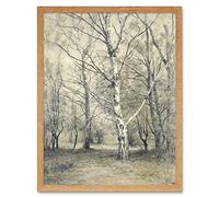 Artery8 Stengelin Forest With Birch Trees Painting Art Print Framed Poster Wall Decor 12x16 inch