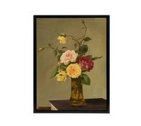Artery8 Still Life Bouquet Roses in a Vase Latour Black Framed Canvas Wall Art | Size: W18" x H24" Artery8 Multicolor W18" x H24"