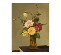 Artery8 Still Life Bouquet Roses In A Vase Latour Wall Art Poster Print 12X16"