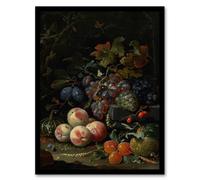 Artery8 Still Life With Fruit Foliage & Insects Mignon Framed Wall Art Print | Size: A4 Artery8 Multicolor A4