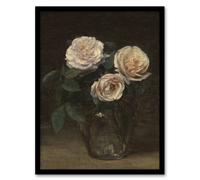 Artery8 Still Life With Roses In Vase Latour Framed Wall Art Print 12X16"