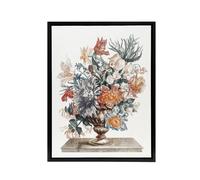 Artery8 Stone Vase with Flower Bouquet Johan Teyler Black Framed Canvas Art in White | Size: W24" x H32" Artery8 White W24" x H32"