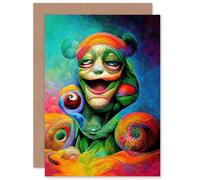 Artery8 Stoned Trippy Clown for Him or Her Man Woman Birthday Thank You Congratulations Blank Art Greeting Card