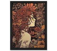 Artery8 Stop and Smell the Flowers Boho Woman in Field Artwork Framed A3 Wall Art Print