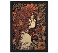 Artery8 Stop and Smell the Flowers Boho Woman in Field Artwork Framed Wall Art Print A4