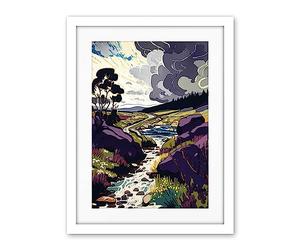 Artery8 Stormy Clouds over Stream Wild Scottish Landscape Artwork Framed Wall Art Print 18X24 Inch