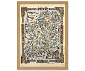 Artery8 Story Map of Ireland Colortext 1936 Historic Pictorial Artwork Framed A3 Wall Art Print
