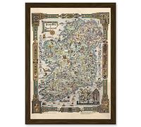 Artery8 Story Map of Ireland Colortext 1936 Historic Pictorial Artwork Framed Wall Art Print A4