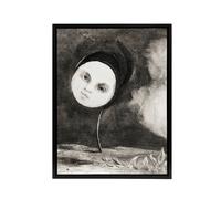 Artery8 Strange Flower with a Face Redon Vintage Black Framed Canvas Wall Art in Grey | Size: W12" x H16" Artery8 Grey W12" x H16"