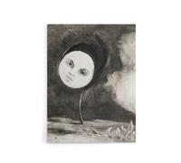Artery8 Strange Flower with a Face Redon Vintage Canvas Wall Art in Grey | Size: W18" x H24" Artery8 Grey W18" x H24"