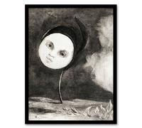 Artery8 Strange Flower with a Face Redon Vintage Framed Wall Art Print in Grey | Size: W12" x H16" Artery8 Grey W12" x H16"