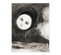 Artery8 Strange Flower with a Face Redon Vintage Wall Art Print Poster in Grey | Size: W12" x H16" Artery8 Grey W12" x H16"