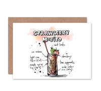 Artery8 Strawberry Mojito Cocktail Drink Friendship Card Artery8 Multicolor