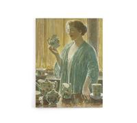 Artery8 Strawberry Tea Set Domestic Scene Hassam Canvas Wall Art Print | Size: W18" x H24" Artery8 Multicolor W18" x H24"