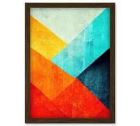 Striking Modern Abstract Bright Bold Colour Blocks Painting Artwork Framed Wall Art Print A4 Artery8 Brown One Size