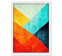 Striking Modern Abstract Bright Bold Colour Blocks Painting Artwork Framed Wall Art Print A4 Artery8 White One Size