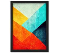 Striking Modern Abstract Bright Bold Colour Blocks Painting Artwork Framed Wall Art Print A4 Artery8 Black One Size