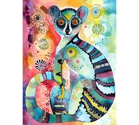 Artery8 Striped Ring-Tailed Lemur Multicoloured Folk Art Watercolour Painting Unframed Wall Art Print Poster Home Decor Premium