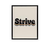 Artery8 Strive Colourful Retro Rainbow Font Typography Framed Canvas Art Print in Beige | Size: W12" x H16" Artery8 Beige W12" x H16"