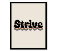 Artery8 Strive Colourful Retro Rainbow Font Typography Framed Wall Art Print 12X16"
