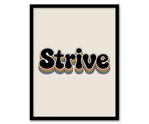 Artery8 Strive Colourful Retro Rainbow Font Typography Framed Wall Art Print 12X16"