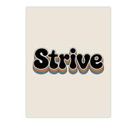 Artery8 Strive Colourful Retro Rainbow Font Typography Wall Art Print in Beige | Size: W12" x H16" Artery8 Beige W12" x H16"