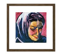 Artery8 Stroeher Head Of A Farmer's Wife Painting 8X8 Inch Square Wooden Framed Wall Art Print Picture with Mount in Brown Artery8 Brown
