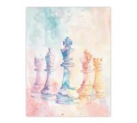 Artery8 Stylised Chess Pieces Light Pastel Watercolour Living Room Extra Large XL Wall Art Poster Print