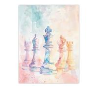 Artery8 Stylised Chess Pieces Light Pastel Watercolour Living Room Extra Large XL Wall Art Poster Print