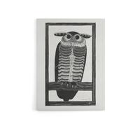 Artery8 Stylised Horned Owl Samuel J De Mesquita Canvas Wall Art Print in White | Size: W18" x H24" Artery8 White W18" x H24"