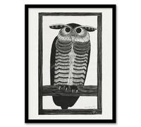 Artery8 Stylised Horned Owl Samuel J De Mesquita Framed Wall Art Print 12X16"