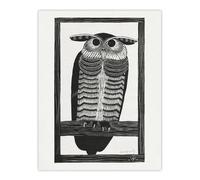 Artery8 Stylised Horned Owl Samuel J De Mesquita Wall Art Poster Print 12X16"