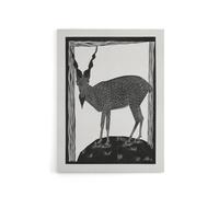 Artery8 Stylised Markhor Goat Samuel J De Mesquita Canvas Wall Art Print in White | Size: W18" x H24" Artery8 White W18" x H24"