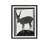 Artery8 Stylised Markhor Goat Samuel J De Mesquita Framed Canvas Wall Art in White | Size: W24" x H32" Artery8 White W24" x H32"