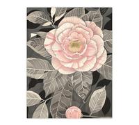Artery8 Stylised Pink Camellia Flower Pastel Colour Living Room Large Wall Art Poster Print Thick Paper 18X24 Inch