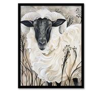 Artery8 Stylised Ram Sheep Animal Portrait Painting Living Room Artwork Framed Wall Art Print A4