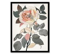 Artery8 Stylised Rose Flower Decorative Pattern Petals Bedroom Artwork Framed Wall Art Print 18X24 Inch