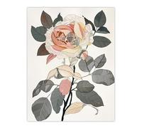 Artery8 Stylised Rose Flower Decorative Pattern Petals Bedroom Extra Large XL Wall Art Poster Print