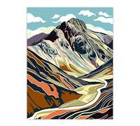 Artery8 Stylised Scafell Pike Mountain Hiking Cambria Living Room Large Wall Art Poster Print Thick Paper 18X24 Inch